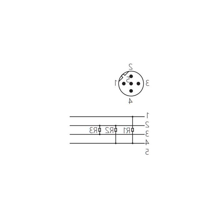 M12 5Pin、B-coded、Straight male、Profibus Bus terminating resistor、0C4R11